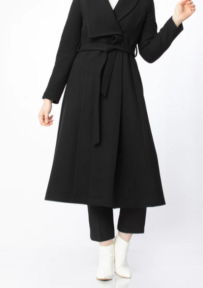 Longline Coat - Shawl Collar - Black