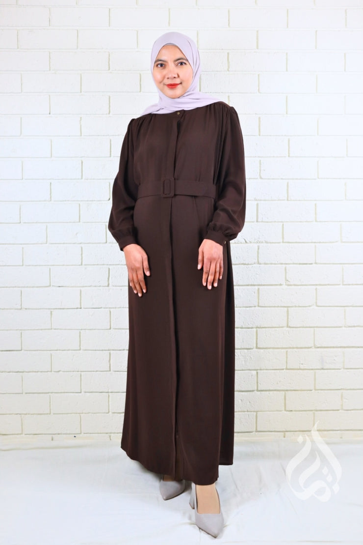 Classic Buttoned Dress - Dark Brown