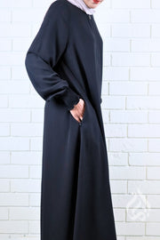 Front Zipped Abaya - Black