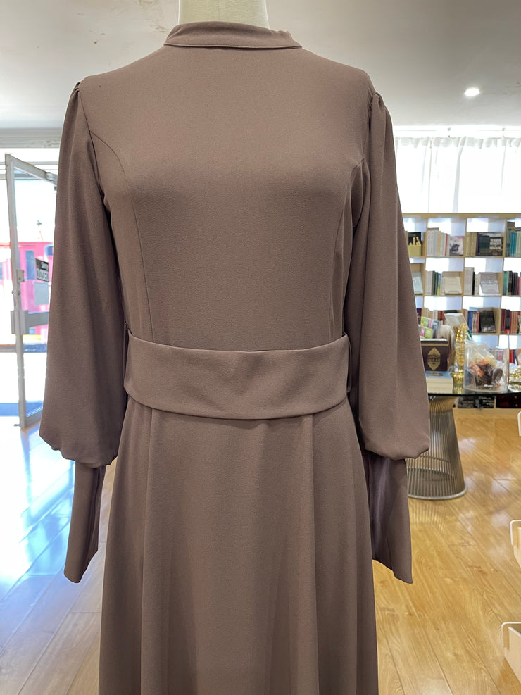 Billow Sleeved Dress - Warm Taupe