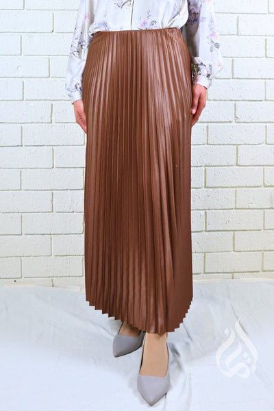 Metallic Pleated Skirt - Latte