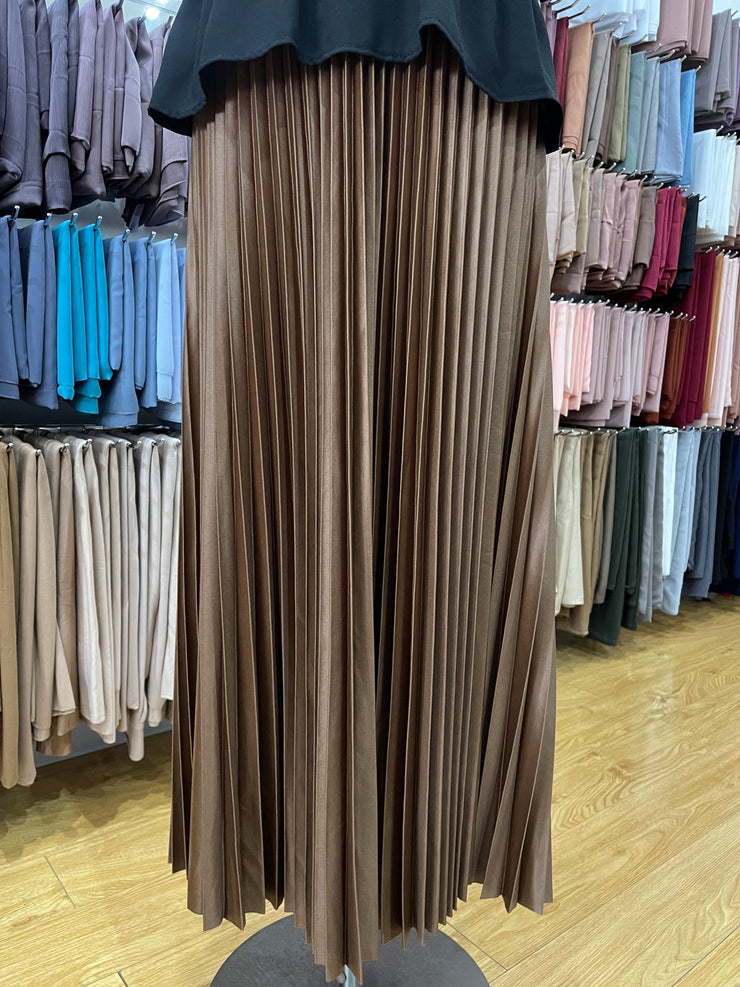 Metallic Pleated Skirt - Toffee