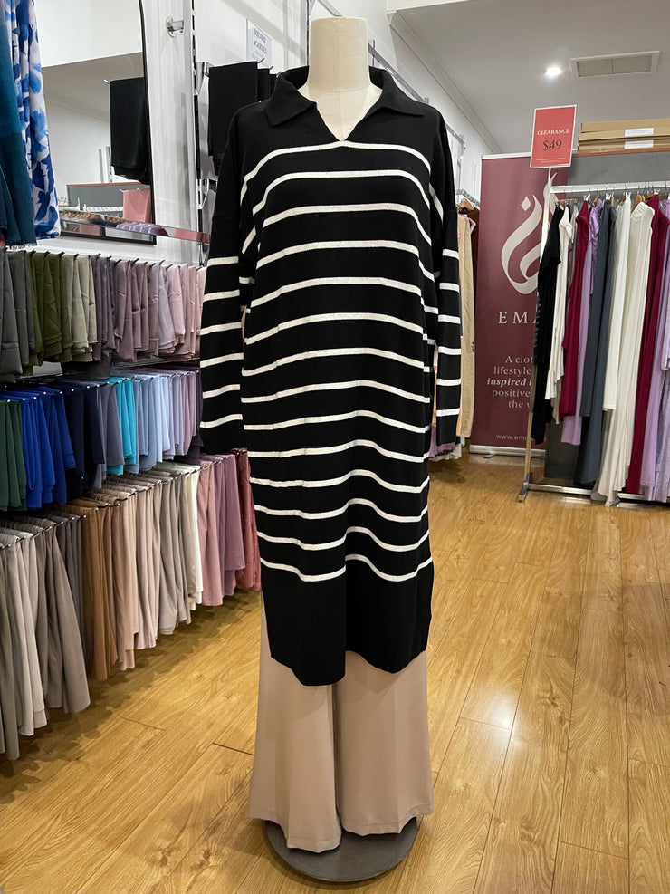 Knit Long Tunic - Stripes