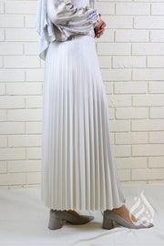 Metallic Pleated Skirt - Cream