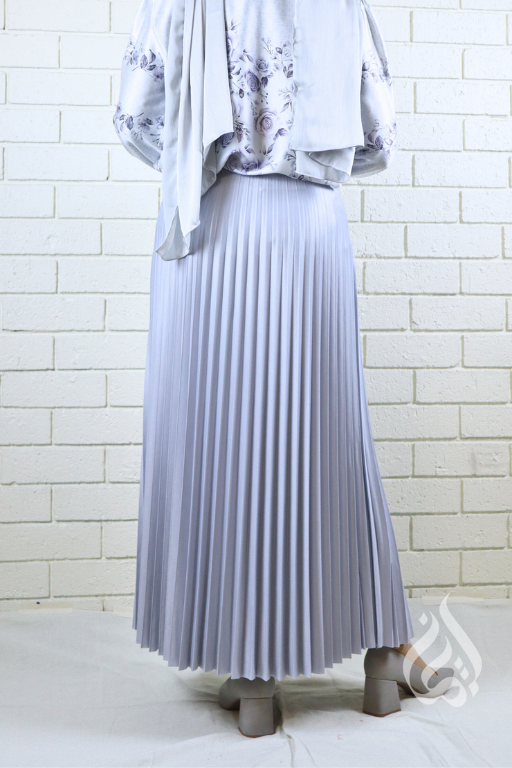 Metallic Pleated Skirt - Silver
