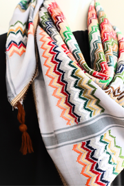 West Bank Kufiya in Wave of Gaza Pattern - Made in Palestine