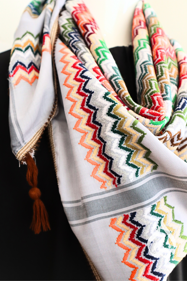 West Bank Kufiya in Wave of Gaza Pattern - Made in Palestine