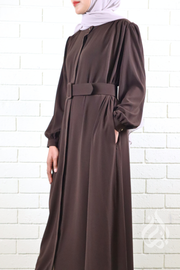 Classic Buttoned Dress - Dark Brown