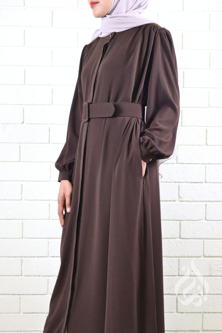 Classic Buttoned Dress - Dark Brown