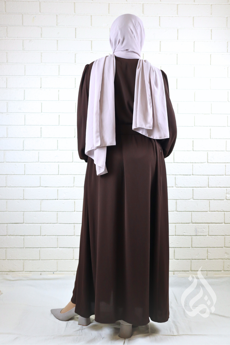 Classic Buttoned Dress - Dark Brown