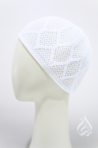 Mens Hand Knitted Cap - White