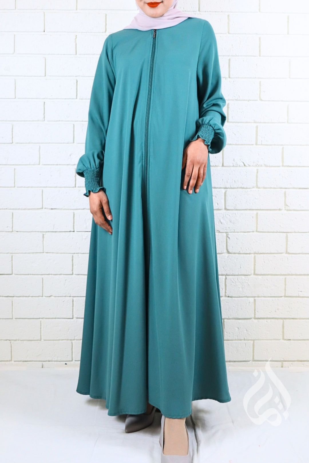 slim fit dress slacks Thick Abaya Dress with Belt & Pockets