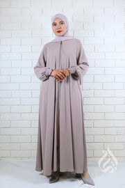 Front Zipped Abaya - Light Mocha
