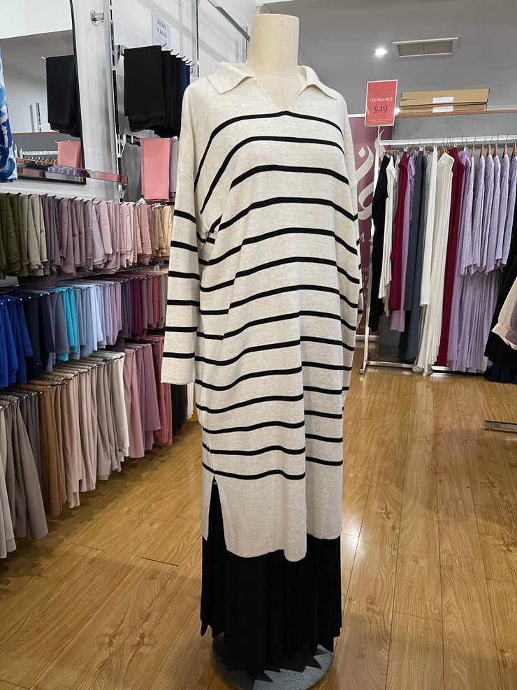 Knit Long Tunic - Stripes