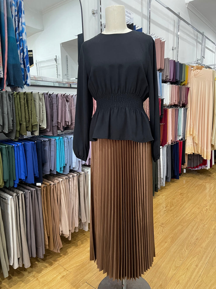 Metallic Pleated Skirt - Toffee