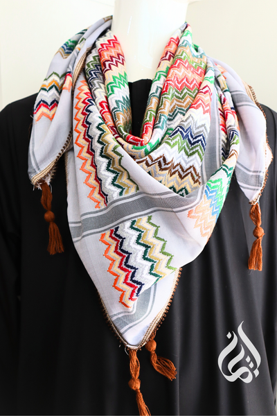 West Bank Kufiya in Wave of Gaza Pattern - Made in Palestine