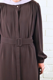 Classic Buttoned Dress - Dark Brown