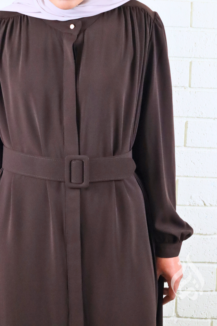 Classic Buttoned Dress - Dark Brown