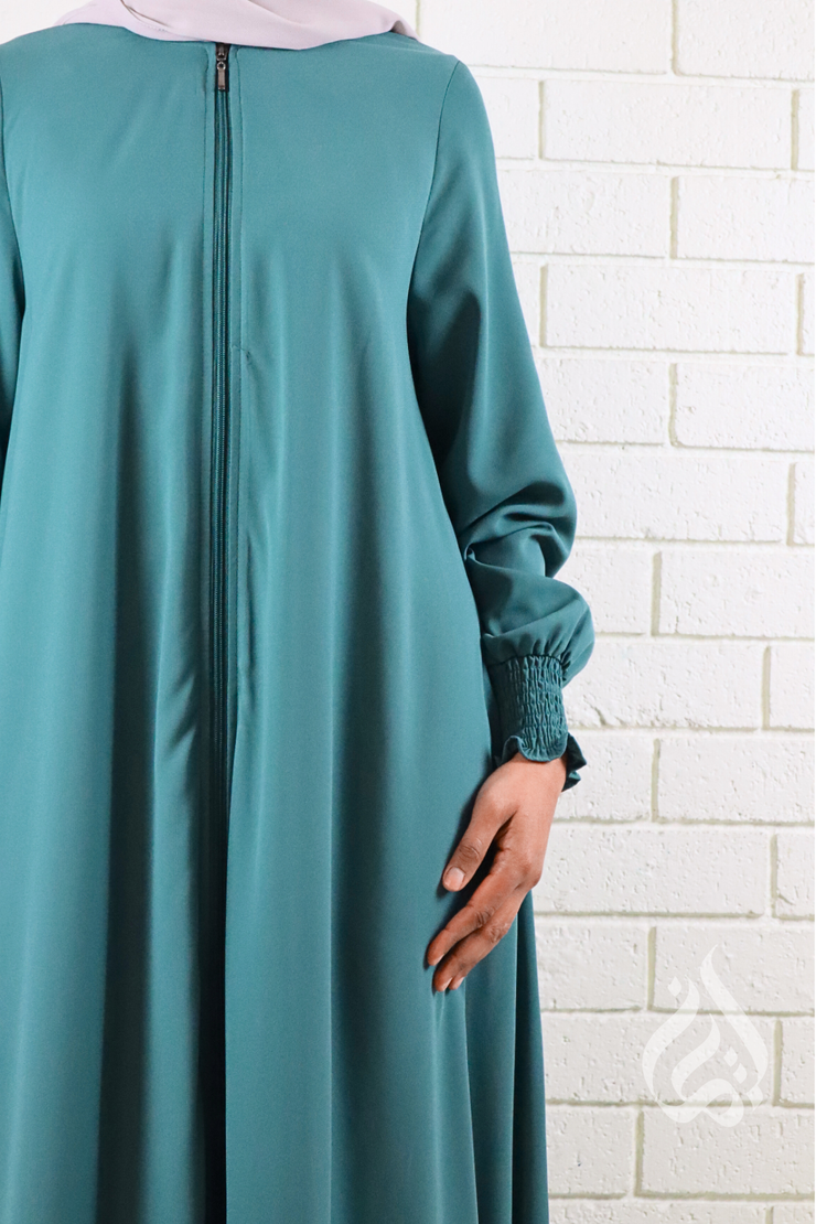 Front Zipped Abaya - Teal