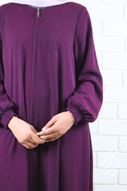 Front Zipped Abaya - Plum