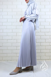 Metallic Pleated Skirt - Silver