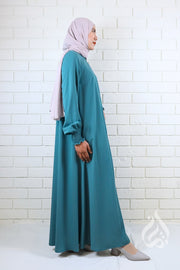Front Zipped Abaya - Teal