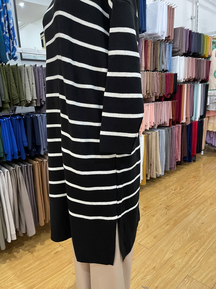 Knit Long Tunic - Stripes