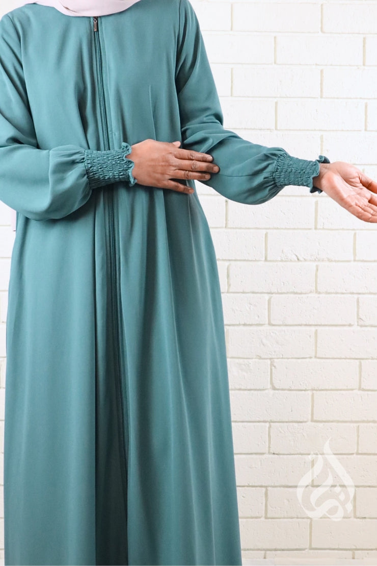 Front Zipped Abaya - Teal