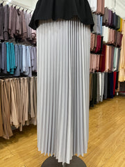 Metallic Pleated Skirt - Silver