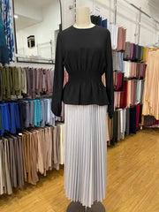 Metallic Pleated Skirt - Silver