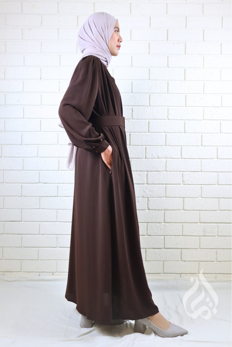 Classic Buttoned Dress - Dark Brown