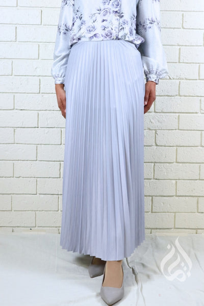 Metallic Pleated Skirt - Silver
