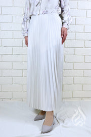 Metallic Pleated Skirt - Cream