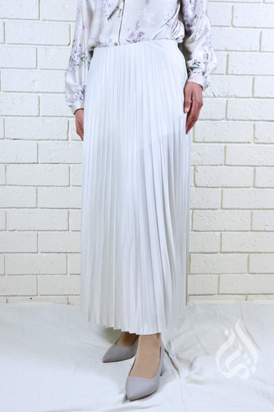 Metallic Pleated Skirt - Cream