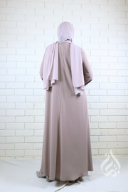 Front Zipped Abaya - Light Mocha