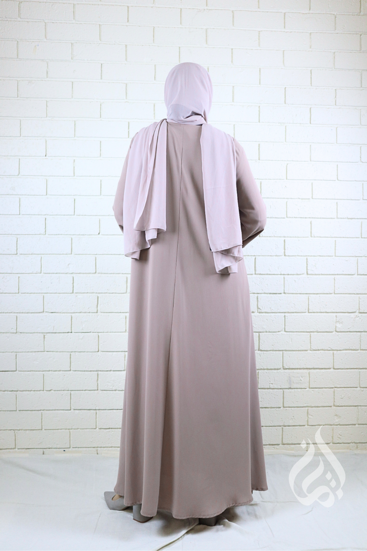 Front Zipped Abaya - Light Mocha