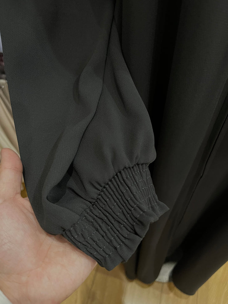 Front Zipped Abaya - Grey
