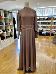 Billow Sleeved Dress - Warm Taupe
