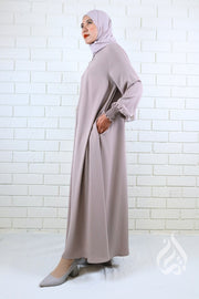 Front Zipped Abaya - Light Mocha