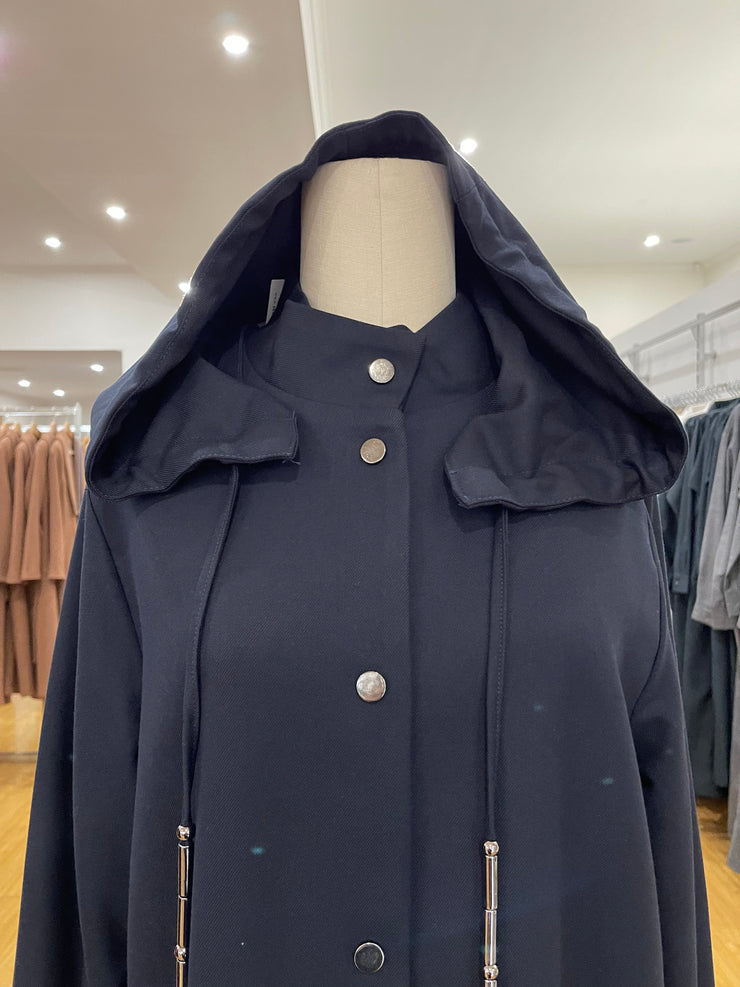 Long Trench Coat - Navy Blue