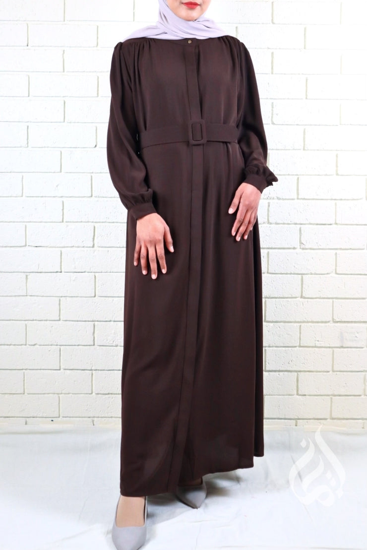 Classic Buttoned Dress - Dark Brown