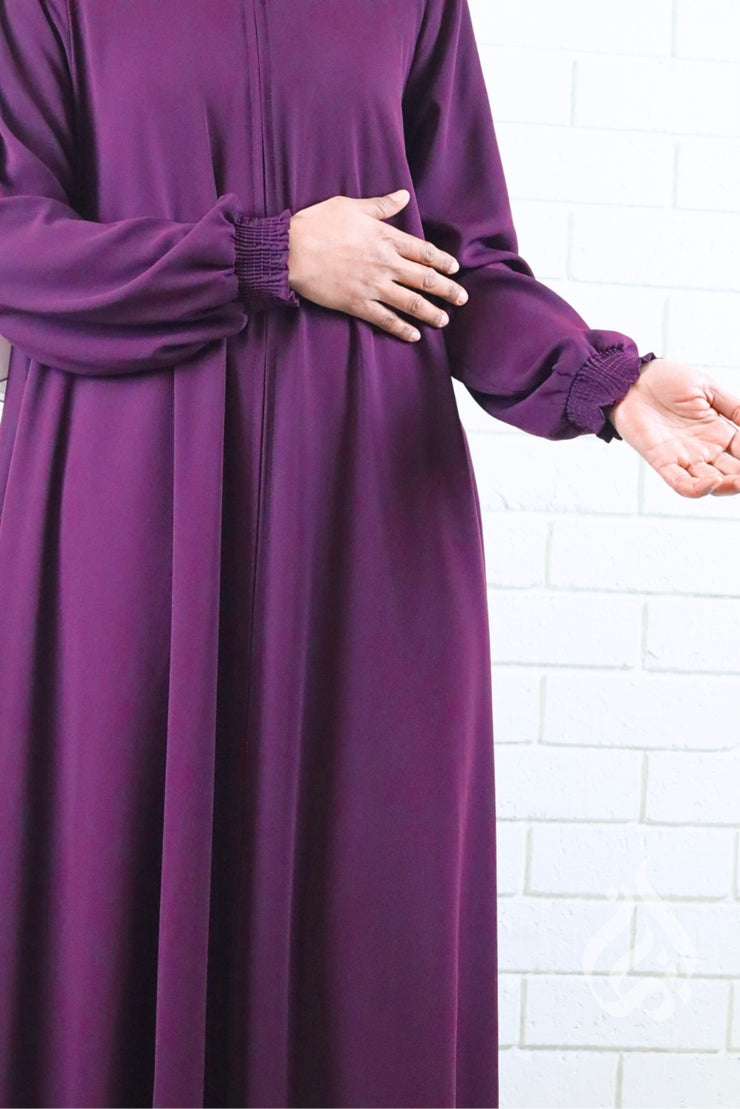 Front Zipped Abaya - Plum