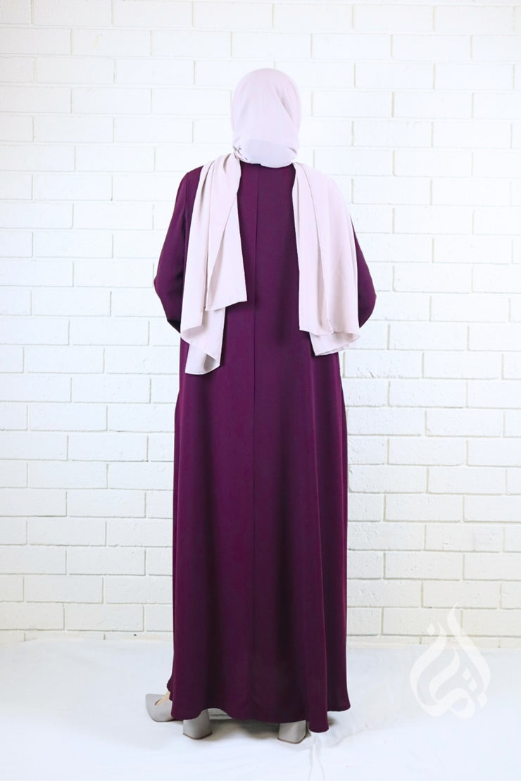 Front Zipped Abaya - Plum