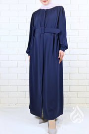 Classic Buttoned Dress - Navy Blue