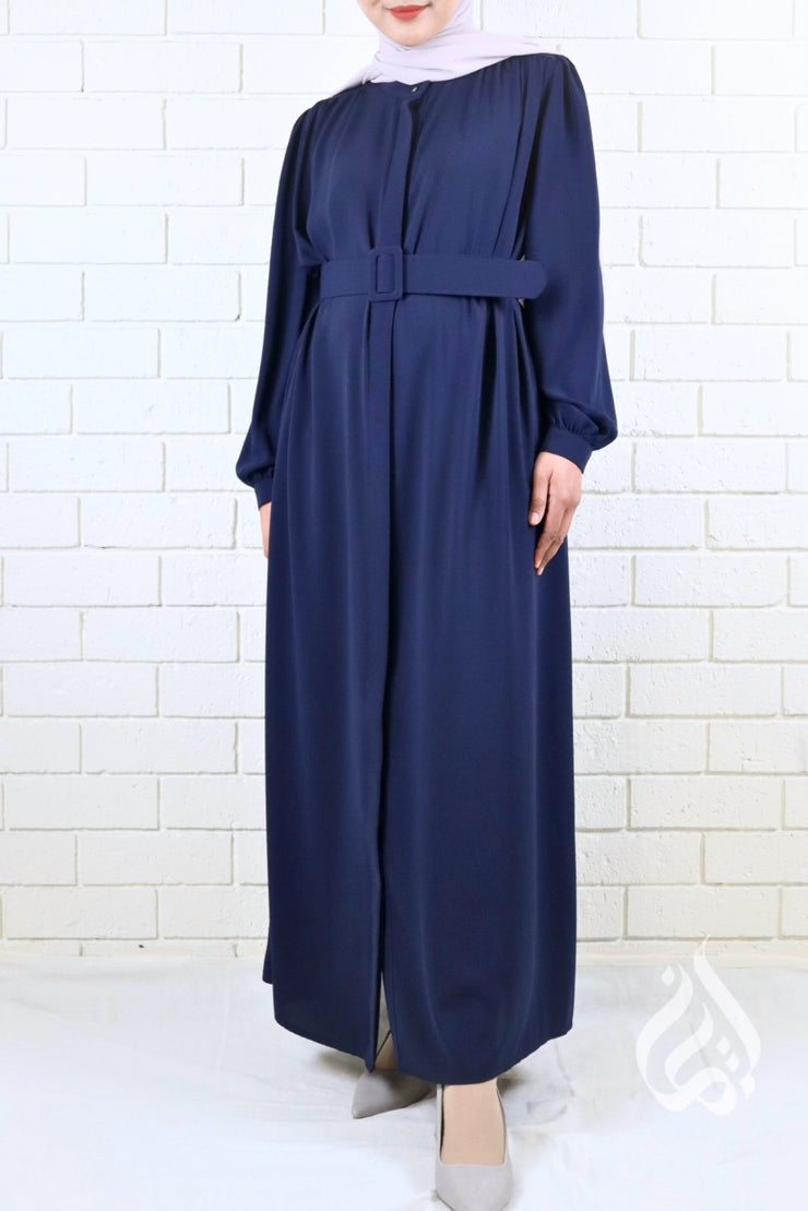 Classic Buttoned Dress - Navy Blue