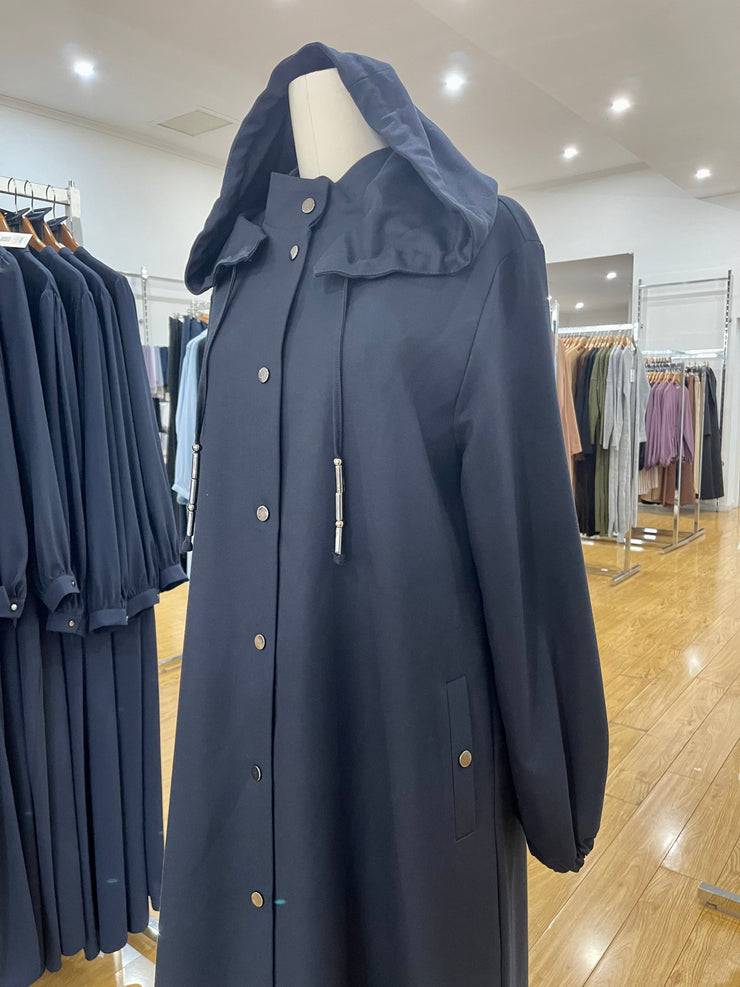 Long Trench Coat - Navy Blue