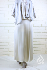 Metallic Pleated Skirt - Cream