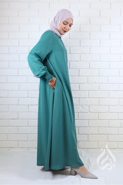 Front Zipped Abaya - Teal