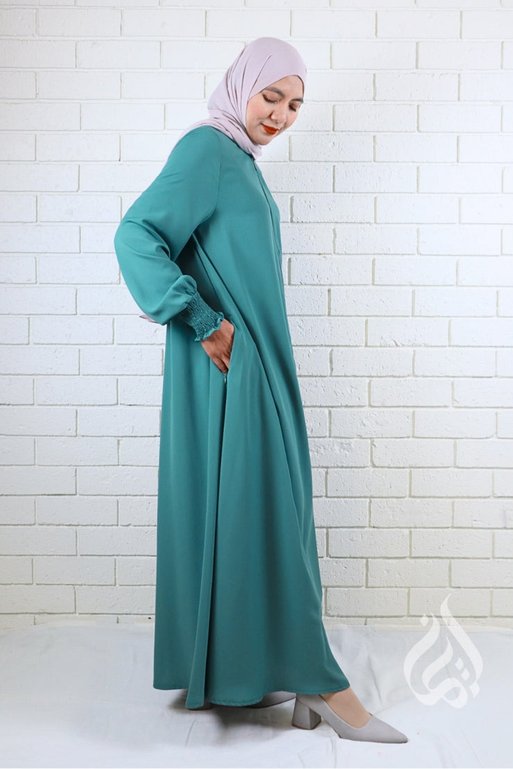 Front Zipped Abaya - Teal