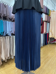 Metallic Pleated Skirt - Navy Blue